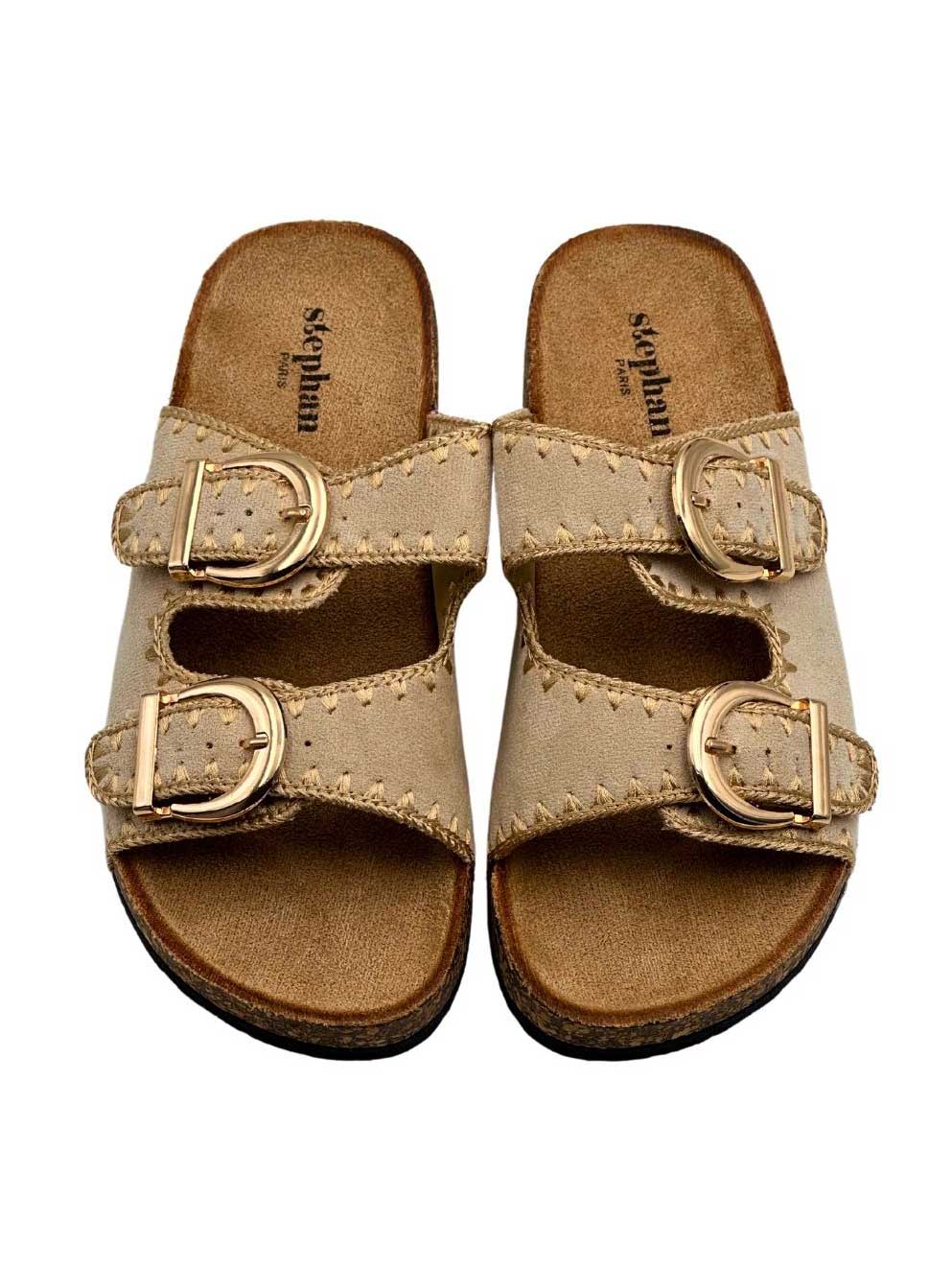 Gabriella - Sandaler med spännen och guldstickningar